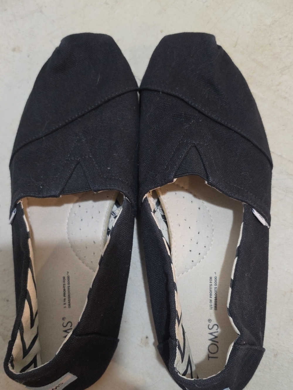 Toms Black Canvas Slip-On Flats